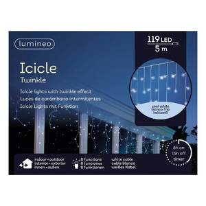 Kaemingk 119-Light White Christmas Light <b>Curtain</b> Cold White LED 8 Light Games IP44 5+5m for Festive Decorations - Product Image 2