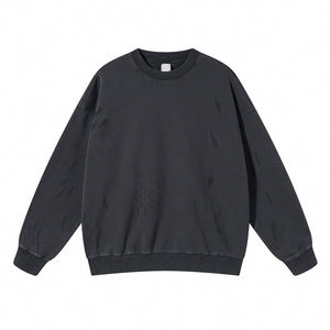 เสื้อสเวตเชิ้ตคอกลมผู้ชายทรงโอเวอร์ไซส์มีฮู้ด ผ้าฝ้ายพรีเมียม พิมพ์ลายกราฟิกตามสั่ง ย้อมสี แขนยาว ผู้ผลิต OEM - Product Image 3