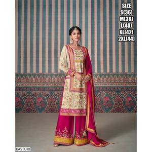 Punjabi brodé Kurta Sharara dupatta avec des glands col rond manches trois-quarts long indien ethnique Anarkali costume mariage - Product Image 1