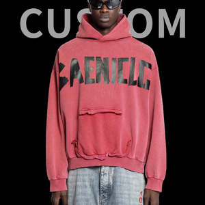 Sudadera con capucha personalizada de gran tamaño para hombre, Jersey desgastado con lavado ácido, 100% algodón, ropa de calle de felpa francesa para invierno - Product Image 6