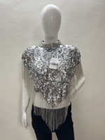 Écharpe, Stole, Poncho pour Femme, Sexy, Luxe, Broderie Artisanale, Perles, Paillettes, Style Hip Hop, Taille Personnalisée, Couleur Personnalisée, IMPACT, Quatre Saisons