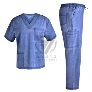 Conjunto de Uniformes Médicos Cómodos con Cuello Alto, Cierre Frontal, Mangas con Puños y Aberturas Laterales para Médicos, Enfermeras y Asistentes Dentales - Product Image 3
