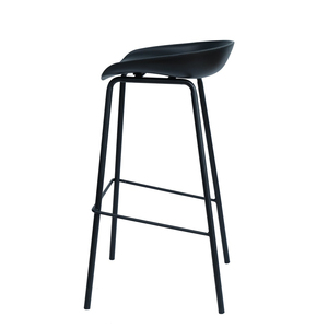 Taburete de Bar de Madera Maciza HAY con Patas de Acero con Recubrimiento en Polvo para Cocina, Comedor, Cafetería, Estilo Rústico - HOGCF68018 - Product Image 2