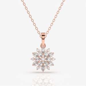 จี้ทอง 14K ประดับเพชรโมอิสซาไนต์ทรงกลม ดีไซน์กลีบดอกไม้สุดทันสมัย - Product Image 4
