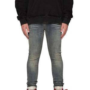 Custom Hip Hop Cotton Stripe Regular Fit Color Heavyweight Straight Wide Leg Jeans Denim <b>Pants</b> for Men - Product Image 1