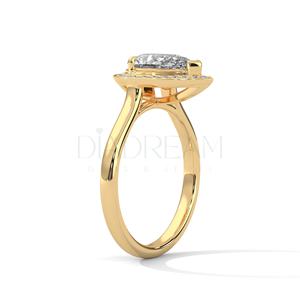 Luxueuse bague de fiançailles en diamant Leb Original en argent sterling 925 pour femmes pierres Halo avec diamant taillé coussin - Product Image 4