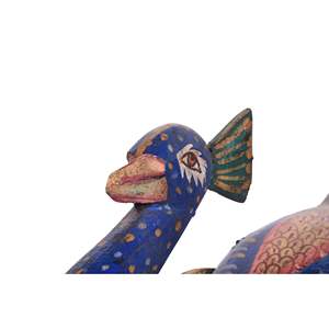 Paon traditionnel peint à la main sur bois, motif animal fait main - Product Image 5