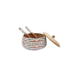 Bol à salade Meena rond de qualité supérieure et bol de nourriture en bois vaisselle de la plus haute qualité bol de service de fruits d'Inde - Product Image 6