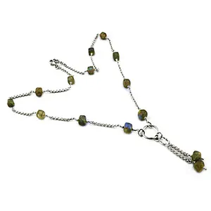 925 Silver Beaded Y Necklace for Women Trendy Gemstone Jewelry with Labradorite for Wedding or Gift - Product Image 2