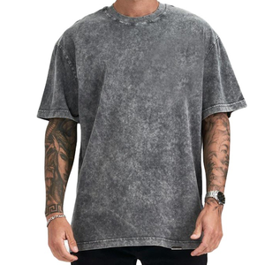 Essential Style Stone Washed T-shirts Tee-Shirt pour hommes femmes chemises avec Logo personnaliser surdimensionné Premium T Shirt en gros - Product Image 1