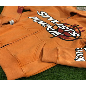 เสื้อฮู้ดซิปแขนยาวมีซิปรูดซิปรูดซิปรูดซิปสกรีน GSM ผ้าคอตตอน100% ออกแบบได้ตามต้องการ400 - Product Image 5