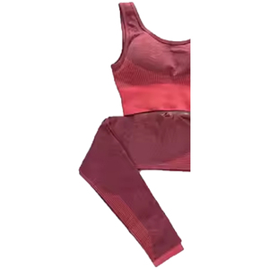 Conjunto de Dos Piezas de Leggings y Sujetador Deportivo de Yoga con Cuello en U de Alta Sujeción para Mujer, Tirantes Ajustables, Secado Rápido, Ecológico, Spandex/Nailon en la Parte Delantera - Product Image 6
