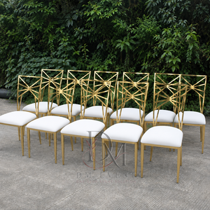 Gold Geometric Starburst Back Stainless Steel Event <b>Chair</b> with White Cushion for Wedding and Hotel Banquets Wholesale Seating - Product Image 2