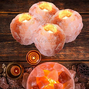 100% Premium Himalayan Rock Salt Candle Holder (400g-600g) Warm Pink Salt Crystal for Healing & Relaxation Pakistan Made - Product Image 2