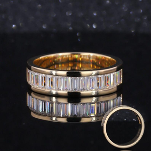 Iced Out VVS Lab Grown Full Diamond Baguette Ring en 10K 14K 18K Gold Luxury Custom Men's Wedding Jewelry Hip Hop Style - Product Image 4