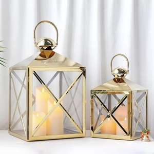 Royal Look Metal And Glass Candle <b>Lanterns</b> with Shiny Gold Plating For <b>Indoor</b> & Outdoor Decor Tabletop <b>Lanterns</b> - Product Image 1