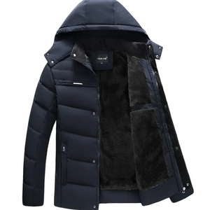 La chaqueta universitaria de invierno con capucha y cuello levantado más vendida para hombre de talla grande con bolsillo transpirable Reversible tela vaquera - Product Image 2