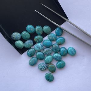 Crisocola verde azul Natural de 8mm y 10mm, cabujones sueltos calibrados con parte posterior plana ovalada lisa, DIY para la fabricación de joyas, piedra al por mayor - Product Image 2