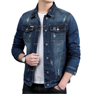 Veste en jean décontractée en coton pour hommes, classique, rétro, bleu délavé, vêtements de marque avec décoration de bouton, style blouson aviateur - Product Image 2