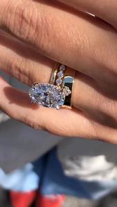 Anillo de compromiso de diamante de corte ovalado cultivado en laboratorio, anillo de regalo de lujo a la moda chapado en oro 950 para mujer, certificado IGI - Product Image 6