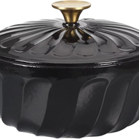 Ensemble de cuisine écologique en fonte émaillée de haute qualité, comprenant une cocotte en fer en forme de citrouille avec couvercle en acier inoxydable