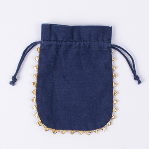 Récipient à bijoux en coton bleu marine fait à la main indien en gros Emballage de qualité supérieure avec sac de cadeau à cordon de serrage avec logo personnalisé - Product Image 6