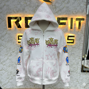 Top vente votre propre logo le plus demandé fermeture éclair à capuche bouffée imprimé fabriqué en usine pas cher prix sweats à capuche hommes sweats à capuche - Product Image 1