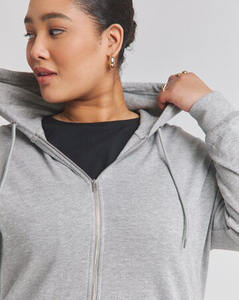 Sudadera con capucha de túnica con cremallera para mujer de Marga gris básica de calidad superior nuevas sudaderas con capucha en blanco antiarrugas y transpirables para mujer - Product Image 4