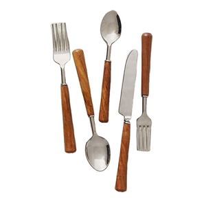 Nouvel ensemble de couverts en acier inoxydable et argent de haute qualité avec poignée en bois moderne, couverts design pour mariage, maison, hôtel - Product Image 1