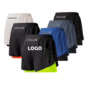 Pantalones cortos de gimnasio para hombre, pantalones cortos de entrenamiento de dos pisos, pantalones deportivos para correr, pantalones cortos para correr para hombre - Product Image 1