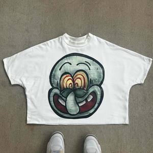 Camiseta Y2K Streetwear Vintage al por Mayor para Hombre, Camiseta con Hombros Caídos, Cuello Grueso, Corte Holgado de 2 Paneles, Estilo Cuadrado, OEM - Product Image 3