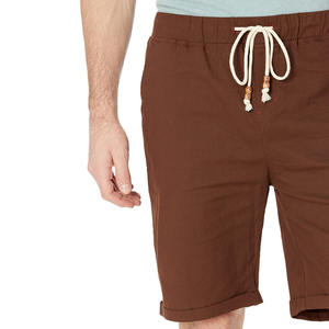 Lightweight 100% Cotton <b>Men</b> Casual <b>Shorts</b> Customized Logo <b>Knee</b> <b>Length</b> Elastic Waist Solid Pattern Anti-Wrinkle <b>Short</b> - Product Image 6
