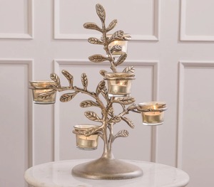 Support décoratif en aluminium doré pour lampe en T, idéal pour les accents de centre de table et la décoration intérieure - Product Image 1