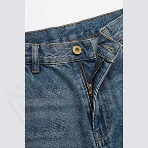 Jeans en denim Coupe slim Pantalon droit Déchiré Délavé Broderie Streetwear Vintage Pantalon durable Couleur personnalisée - Product Image 4