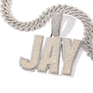 Colgante de Plata de Ley 925 personalizado con cualquier nombre, Diamante de moissanita helado, estilo de lujo, colgante de Hip Hop personalizado, regalo de joyería - Product Image 3
