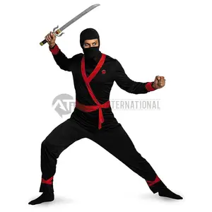 पुरुषों की निंजा मास्टर कॉस्टयूम पुरुषों की टिकाऊ निंजा वर्दी मार्शल आर्ट काले निंजा सूट वर्दी थोक सबसे अच्छा गुणवत्ता