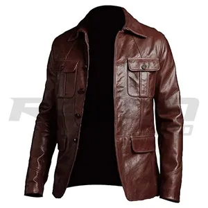 Veste en cuir pur pour homme et femme, haut de gamme, Design moderne, Original, peau de mouton véritable, 5 boutons