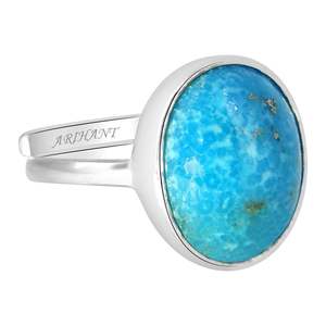 NOVAMART Fine 4.25 Ratti Natural Certified Turquoise (Firoza) <b>Silver</b> <b>Ring</b> by Arihant Gems and Jewels Inlay Setting Gift for <b>Men</b> - Product Image 2