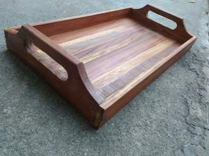 BANDEJA DE SERVICIO DE MADERA NATURAL REDONDA PERSONALIZADA DE ESTILO para cocina, hogar u Hotel, artículos de estilo clásico para fiestas o servicio de comida - Product Image 2