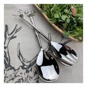 Juego de servidor de ensalada de Metal Premium con mango decorativo, utensilio de servicio de comedor moderno, vajilla de cocina elegante, regalo - Product Image 4