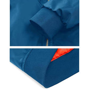 Poliéster La cabeza con cremallera está a la izquierda Diseño de cuello alto elegante y cremallera completa Azul Verde Venta al por mayor Chaqueta de satén para hombres - Product Image 5