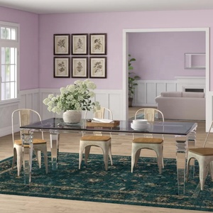 Phong cách đơn giản mạnh mẽ và dày Acrylic bàn ăn với tinh thể rõ ràng chân <span class=keywords><strong>lucite</strong></span> Acrylic bàn ăn cho phòng ăn - Product Image 2