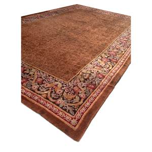 พรมขนสัตว์ถักมือลายดอกไม้สีเบจน้ำตาลสไตล์โบโฮสำหรับบ้าน ขนาด 9x12 ฟุต รูปทรงสี่เหลี่ยมผืนผ้า พรมห้องนั่งเล่น หนา 10 มม. รุ่น Pae-5954 - Product Image 2