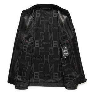 Veste en cuir polaire d'hiver décontractée pour hommes coupe-vent imperméable en fourrure de mouton décoration couleur unie fermeture éclair coton automne imprimé - Product Image 4