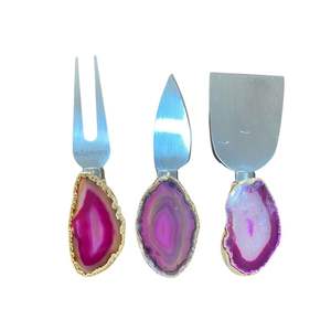 2025 Parties Agate & Stainless Steel Cheese Set for Cheese <b>Cutter</b> & Cheese Server Perfect for Wedding Birthday Parties Events - Product Image 5