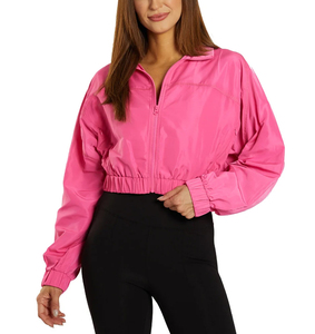 Veste coupe-vent personnalisée légère et courte avec fermeture éclair sur la taille Slim Fit pour femmes, tissu respirant de grande taille pour la course à la mode - Product Image 6