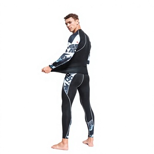 Traje de Compresión Completo para Hombre, Diseño Deportivo de Secado Rápido, Estampado Digital de Leopardo, Spandex/Poliéster, Cuello Redondo, Manga Larga, para Fitness - Product Image 1