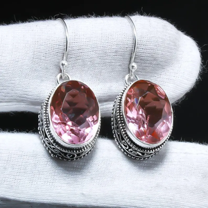 Rose Morganite Gemstone 925 Boucles D'oreilles En Argent Sterling Femmes Boucles D'oreilles Morganite Dangle Boucle D'oreille En Gros Usine Prix - Product Image 3