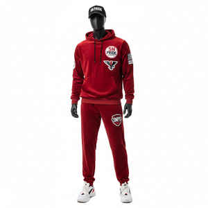 New Style Custom Logo Winter Solid Casual Cotton Flared Unisex Tracksuit Streetwear Hoodie Joggers Set Breathable <b>PVC</b> Patches - Product Image 1
