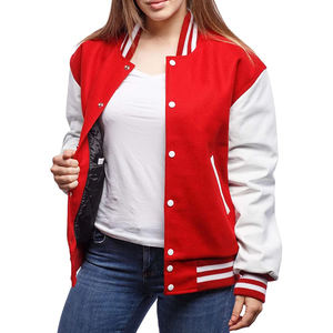 Special Red Christmas Design With Custom Colour & Logo Leather sleeves Letterman Varsity Jacket For Unisex - Product Image 5